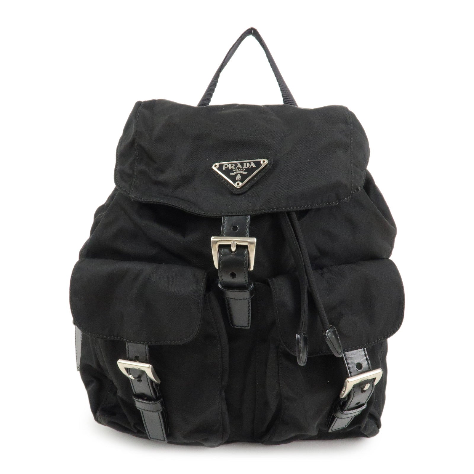 Prada Triangle Back Pack d 2 Leather Nylon Black Handbag
