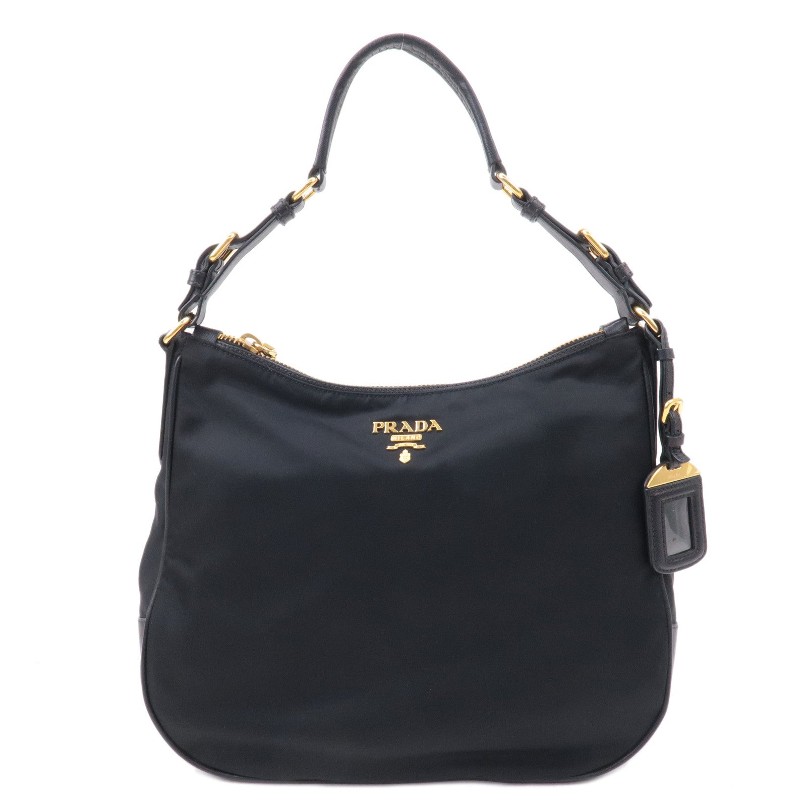 Prada Prada Nylon Leather Hand Bag Shoulder Bag Black