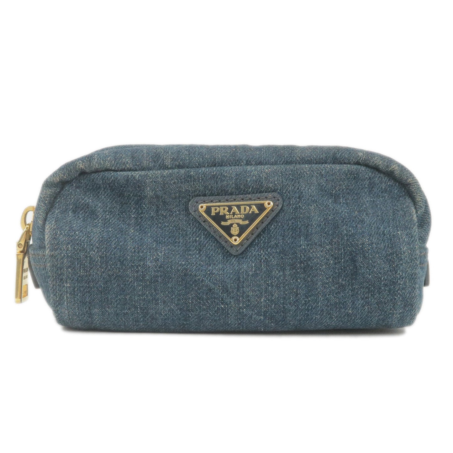 Prada Prada Logo Cosmetic Pouch Clutch Bag Navy Gold