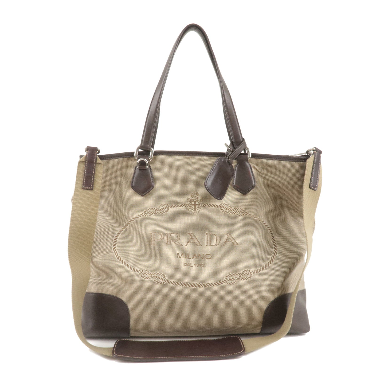 Prada Prada Logo Jacquard Leather 2Way Bag Tote Bag