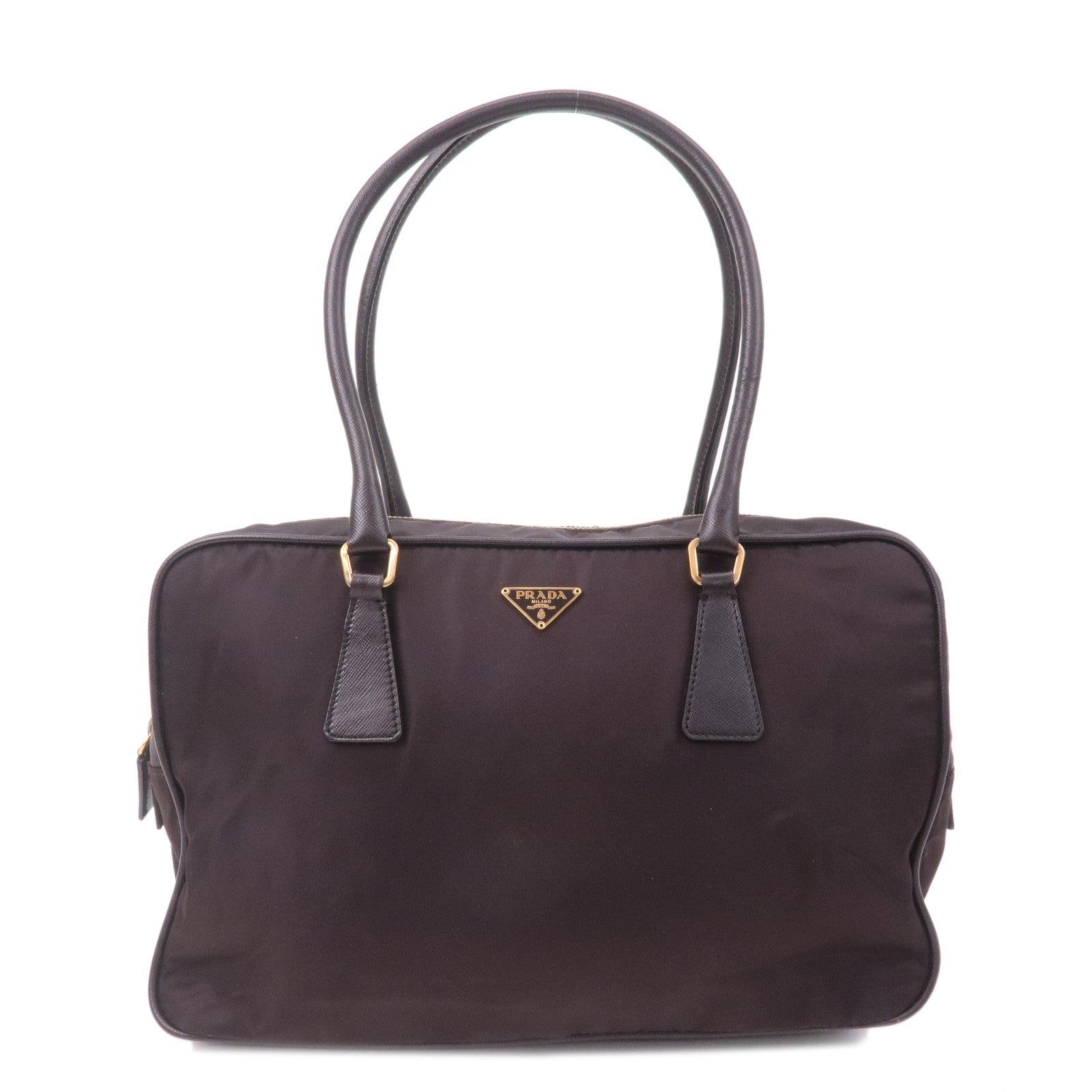 Prada Prada Nylon Leather Hand Bag Shoulder Bag Brown