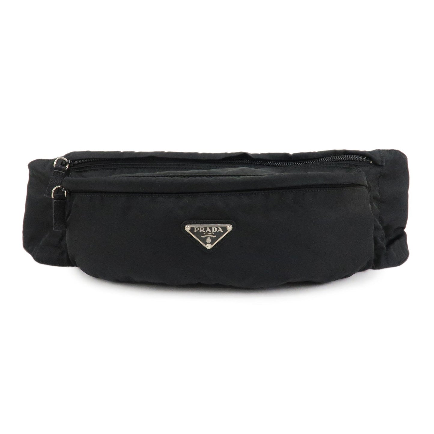 Prada Triangle Waist Bag HDW d Nylon Black Silver Handbag
