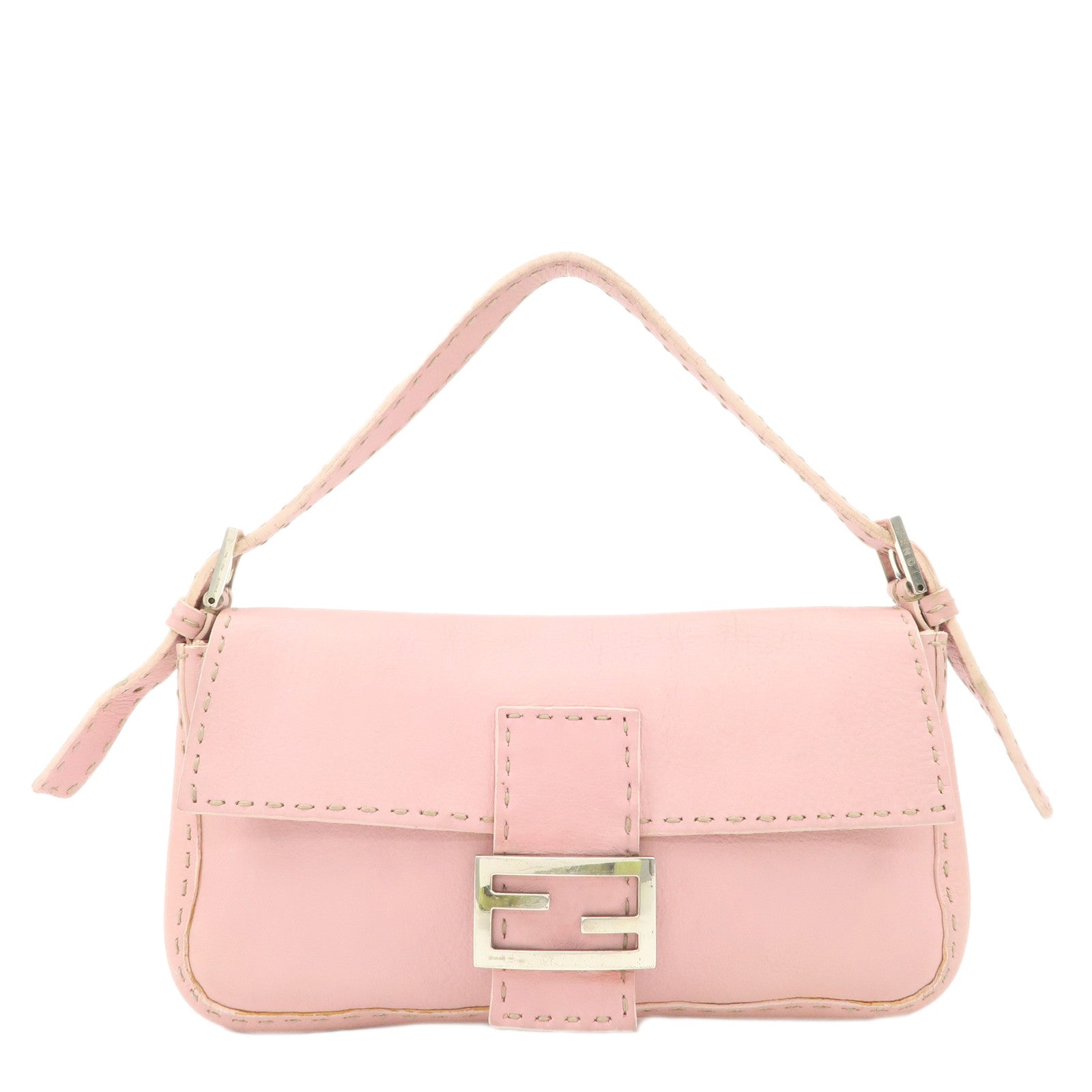 Fendi Shoulder Bag Selleria Mamma Baguette d Leather Pink