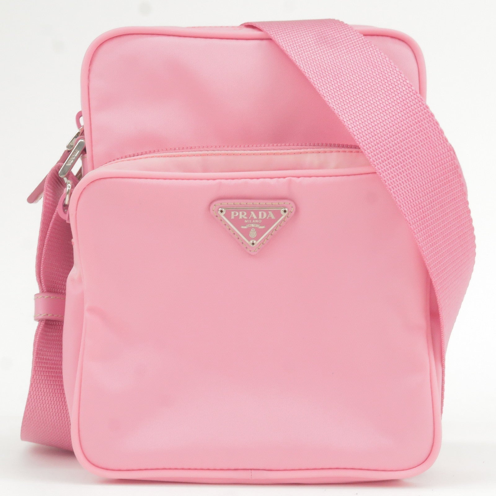 Prada Prada Nylon Leather Shoulder Bag Pouch Purse Pink