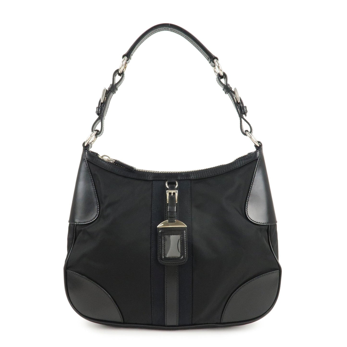 Prada Shoulder Bag d Leather Nylon Black