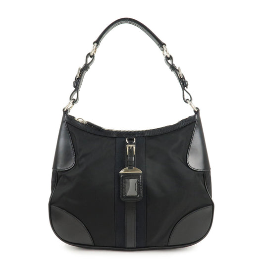 Prada Shoulder Bag d Leather Nylon Black
