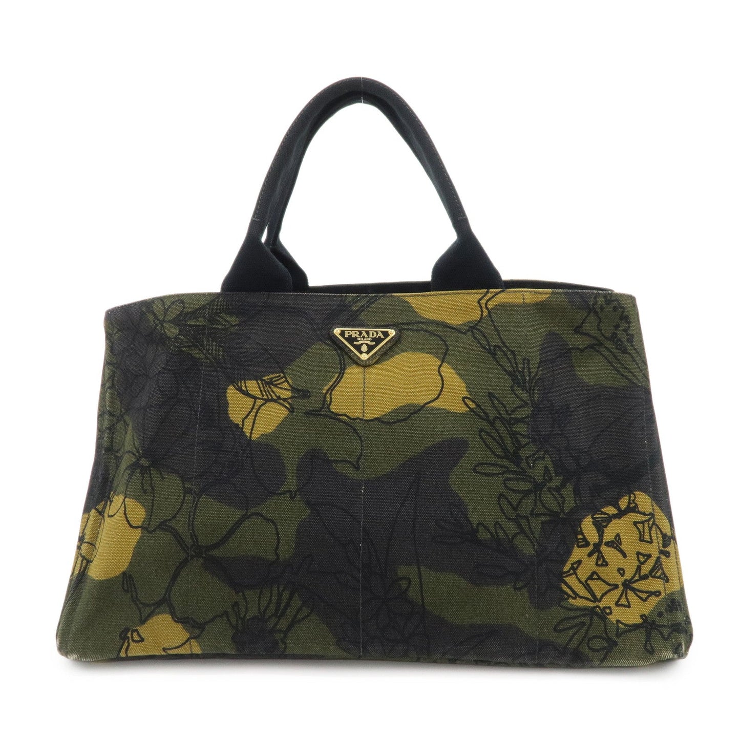 Prada Tote Bag Canapa Tote Hand Bag Camouflage d Canvas Large Logo