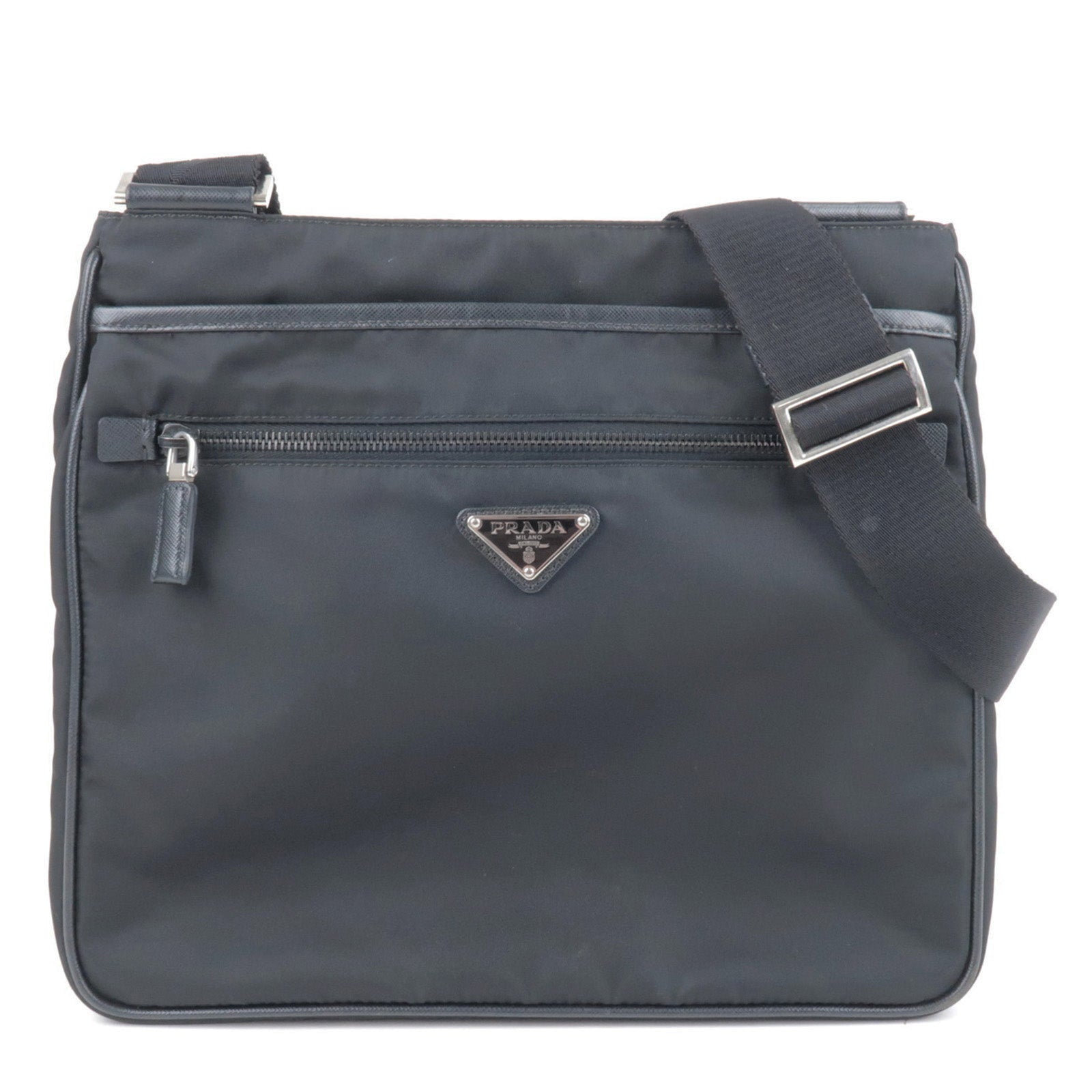 Prada Prada Logo Nylon Leather Shoulder Bag Purse Nero Black 35477 17