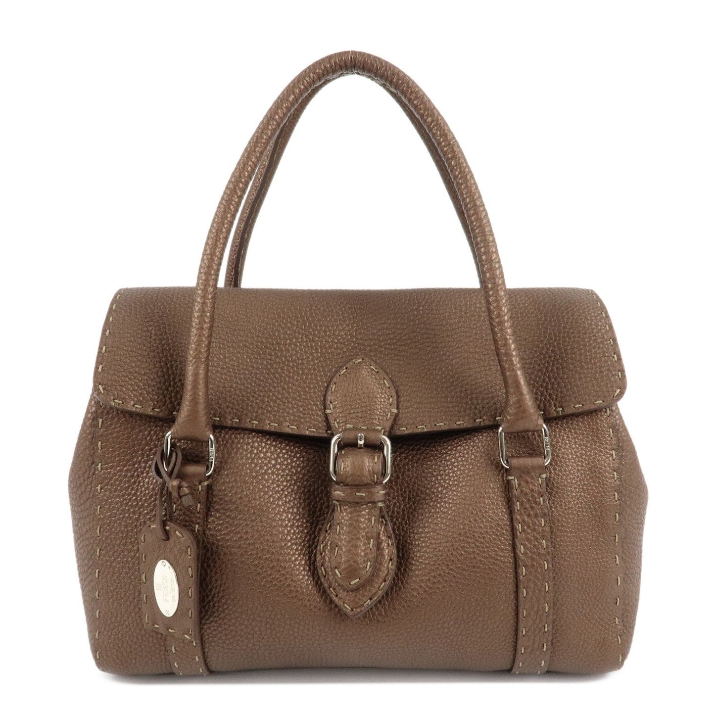 Fendi Selleria Linda Hand Bag d Leather Brown Handbag