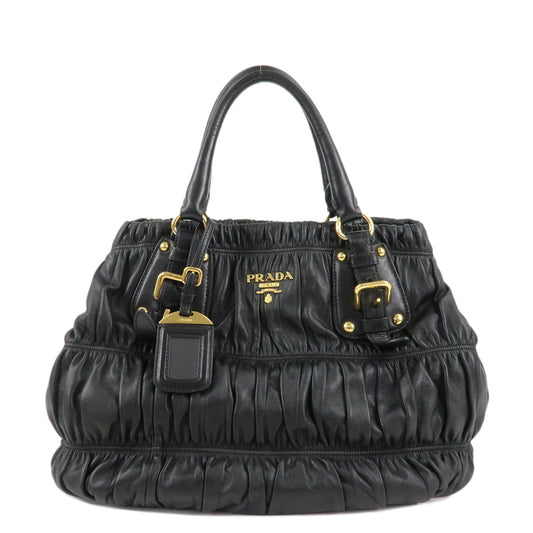 Prada Shoulder Bag 2Way Bag Hand Bag d HDW Leather Black Gold
