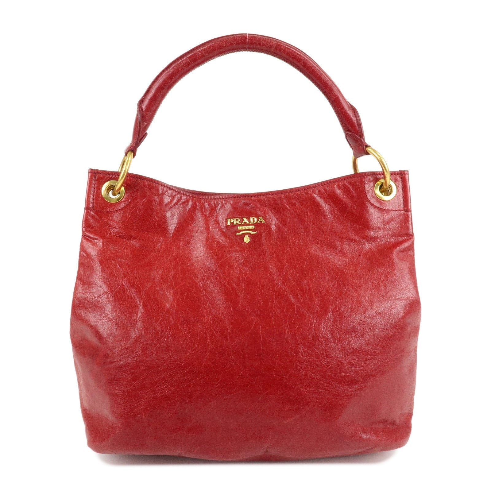 Prada Shoulder Bag One d Leather Red Logo