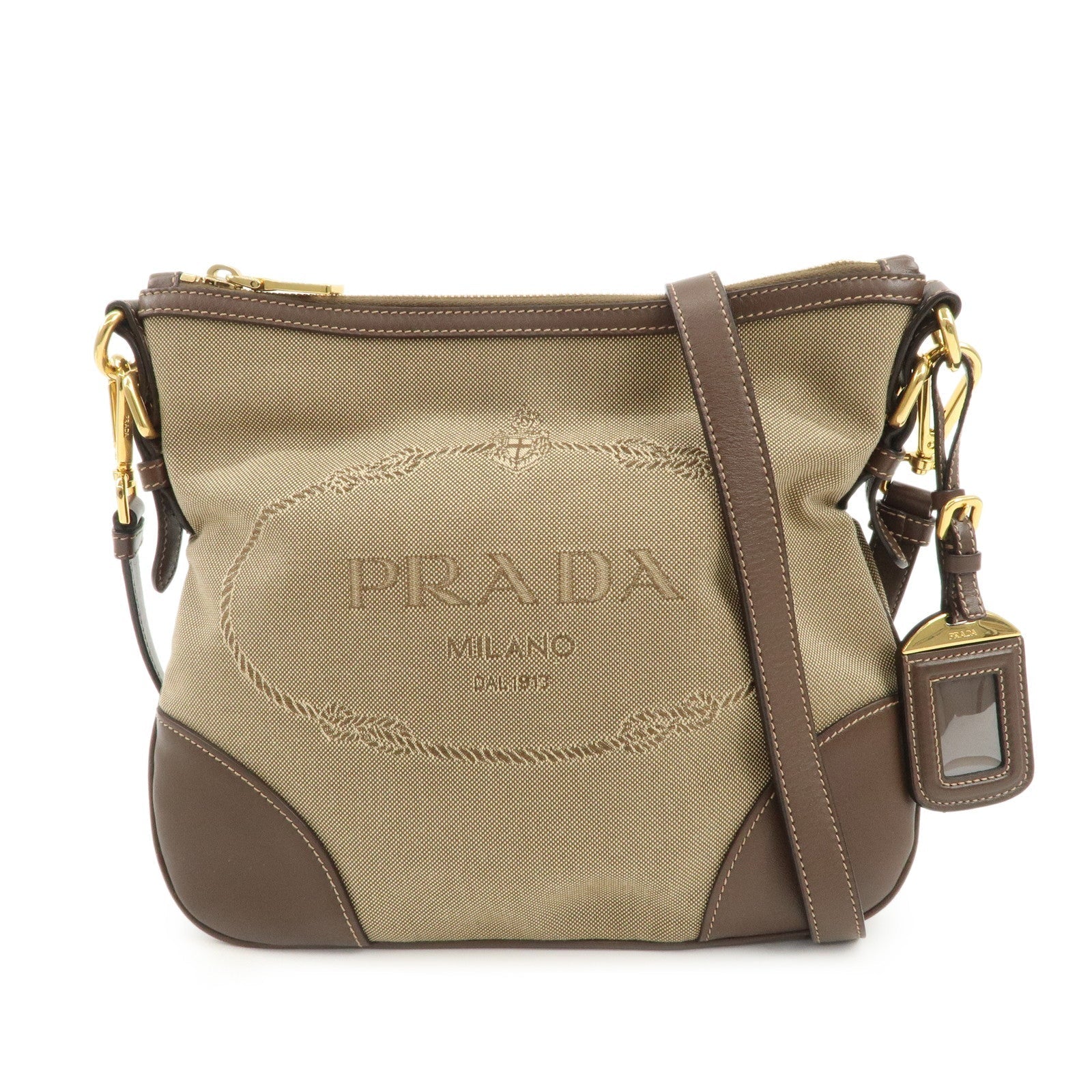 Crossbody Bag Jaguard Shoulder Bag d Leather Brown Beige
