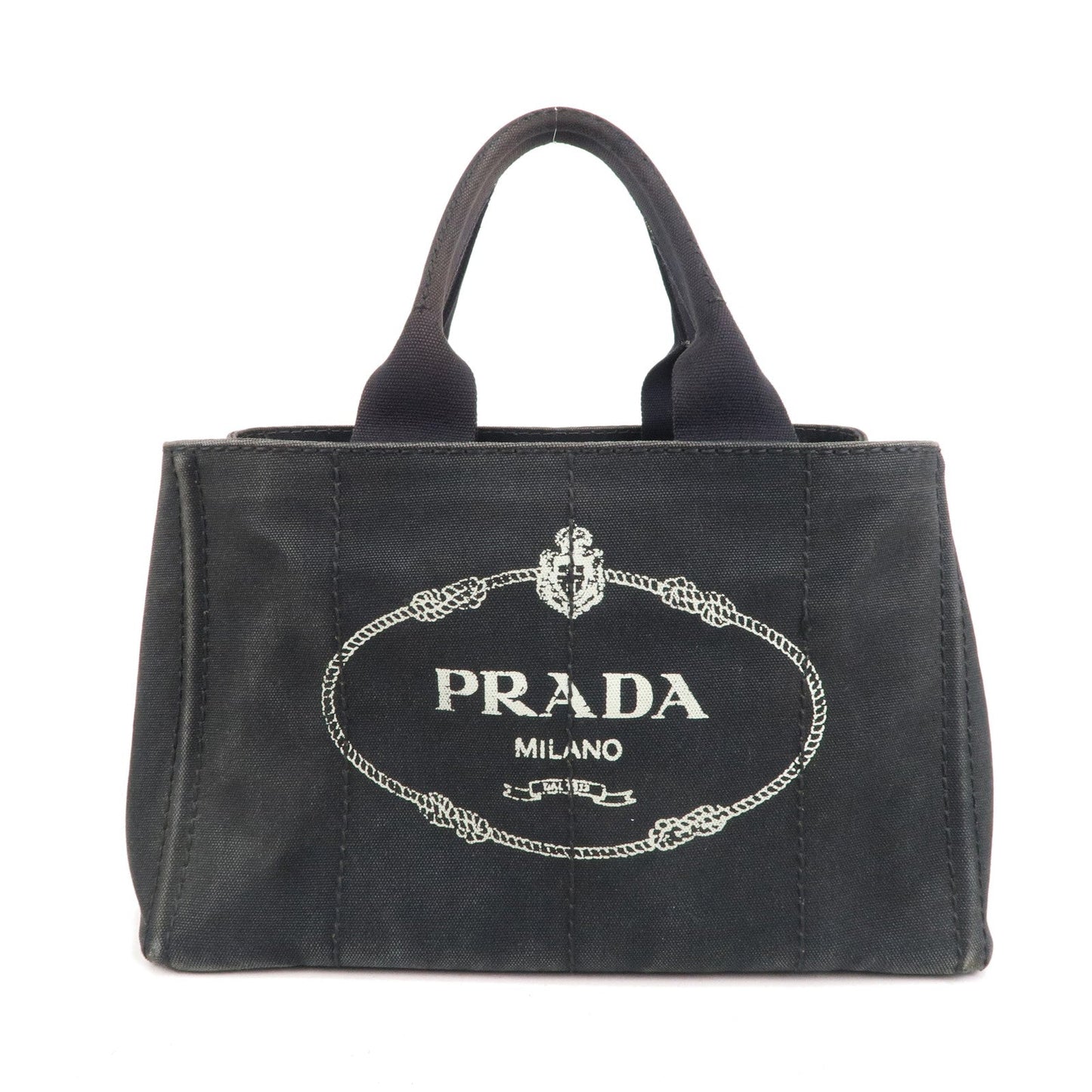 Prada Prada Canapa Canvas Tote Bag Hand Bag Black B1877B 36965 10