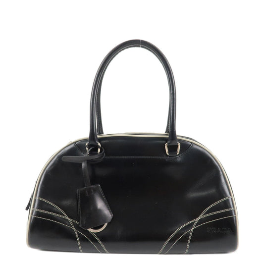 Prada Shoulder Bag Boston Bag HDW d Leather Black Silver
