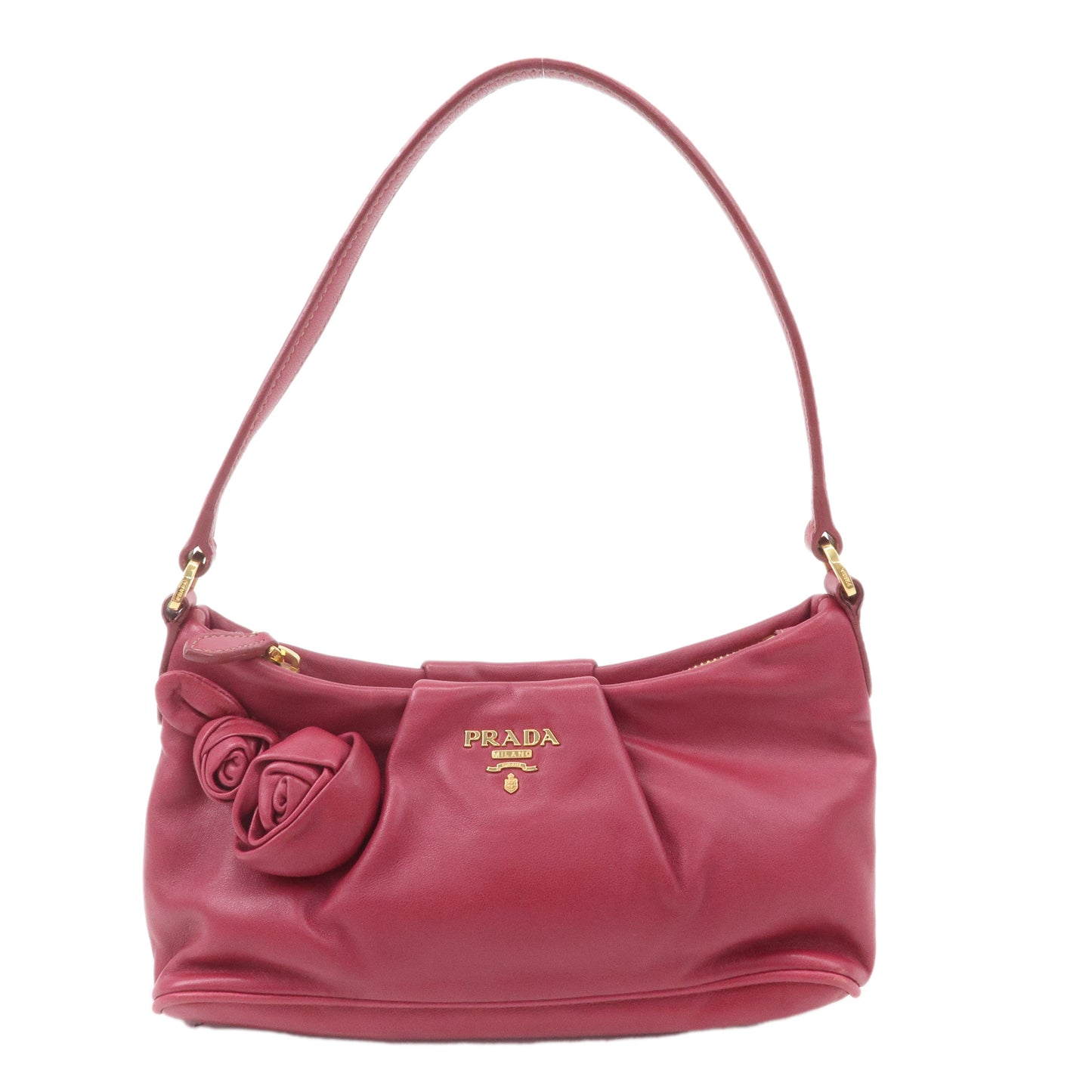 Prada Rose Corsage Hand Bag Leather Travel Bag