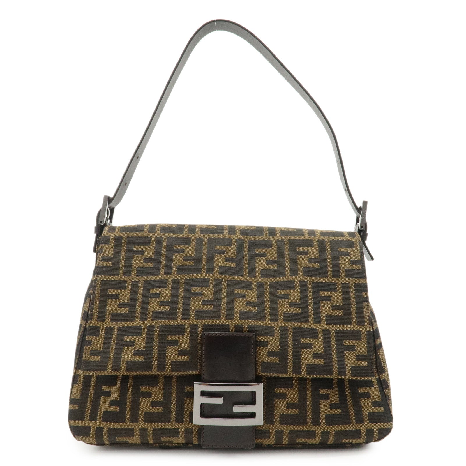 Fendi Shoulder Bag Mamma Baguette Zucca d 8 Leather Canvas