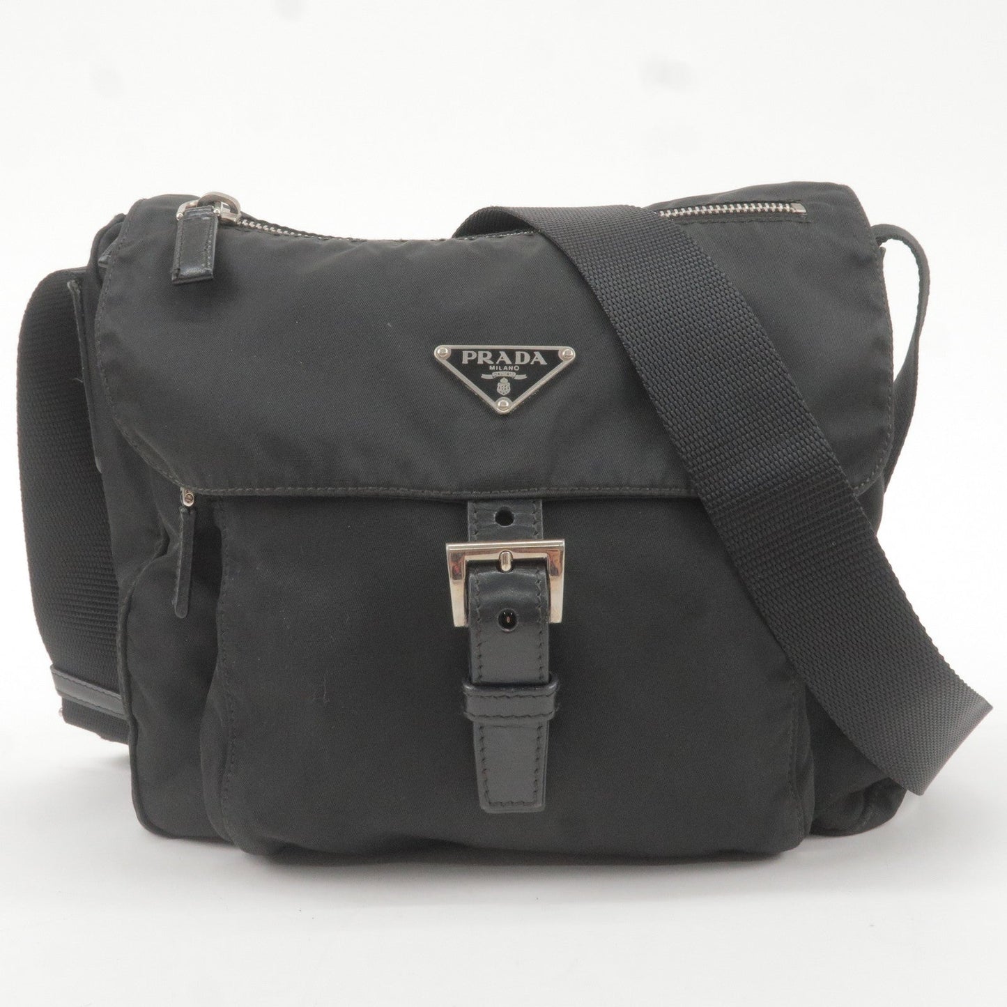 Prada Prada Nylon Leather Shoulder Bag Nero Black Bt8994
