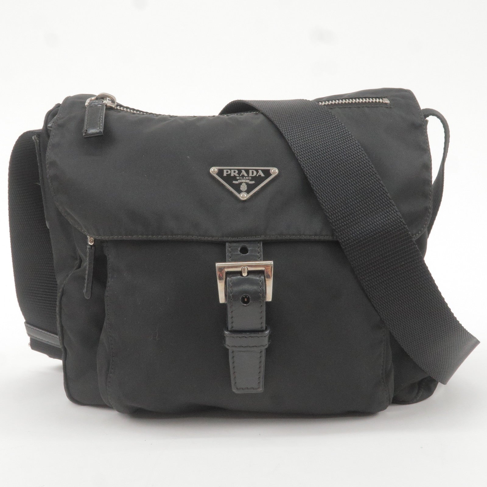 Prada Prada Nylon Leather Shoulder Bag Nero Black Bt8994
