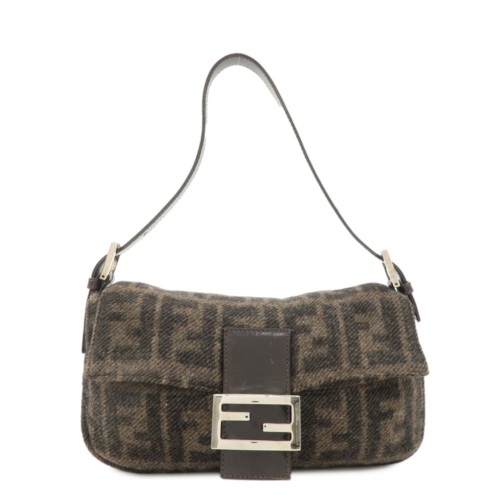 Fendi Shoulder Bag Mamma Buguette Zucca Wool d Leather