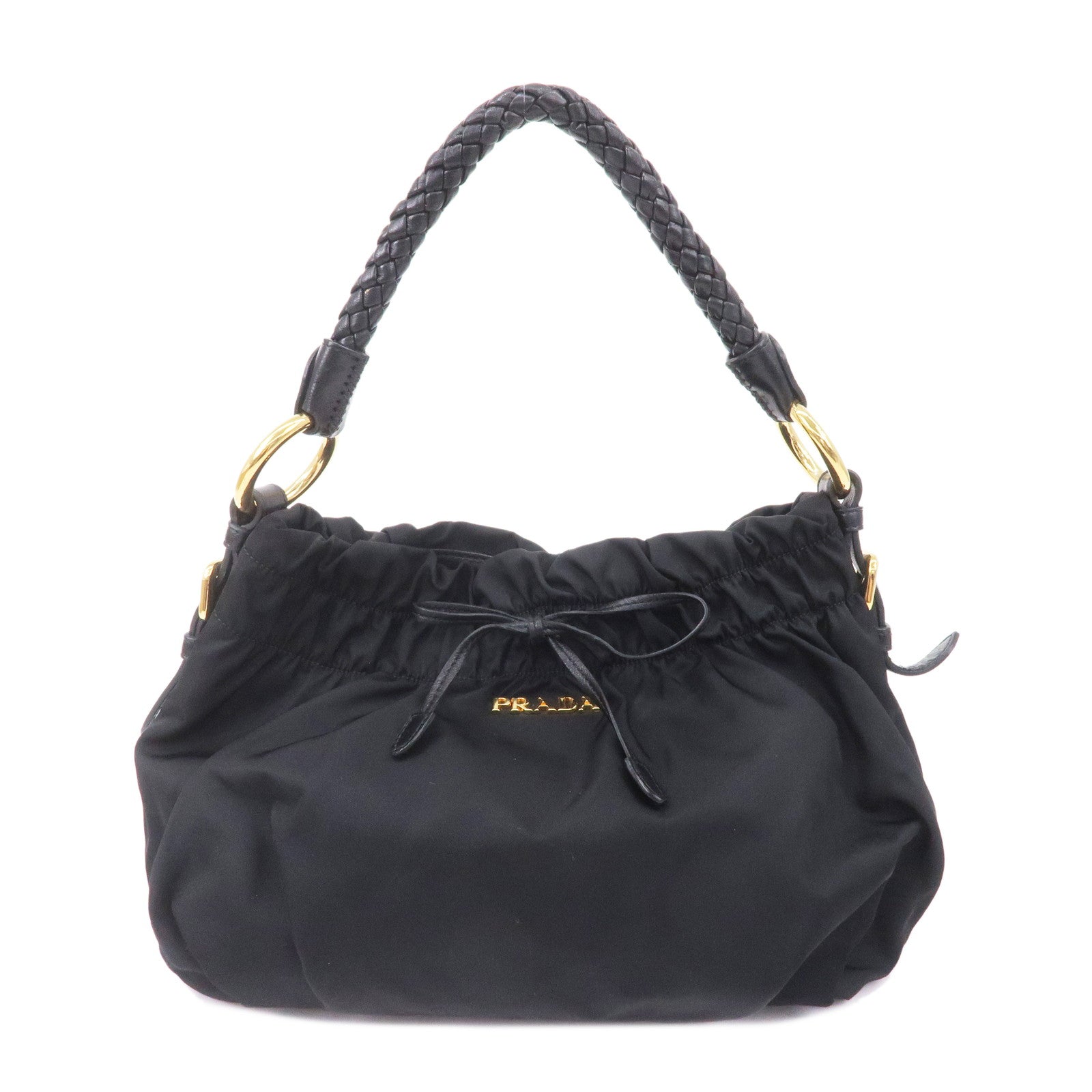 Prada Prada Nylon Leather Gather Hand Bag Shoulder Bag