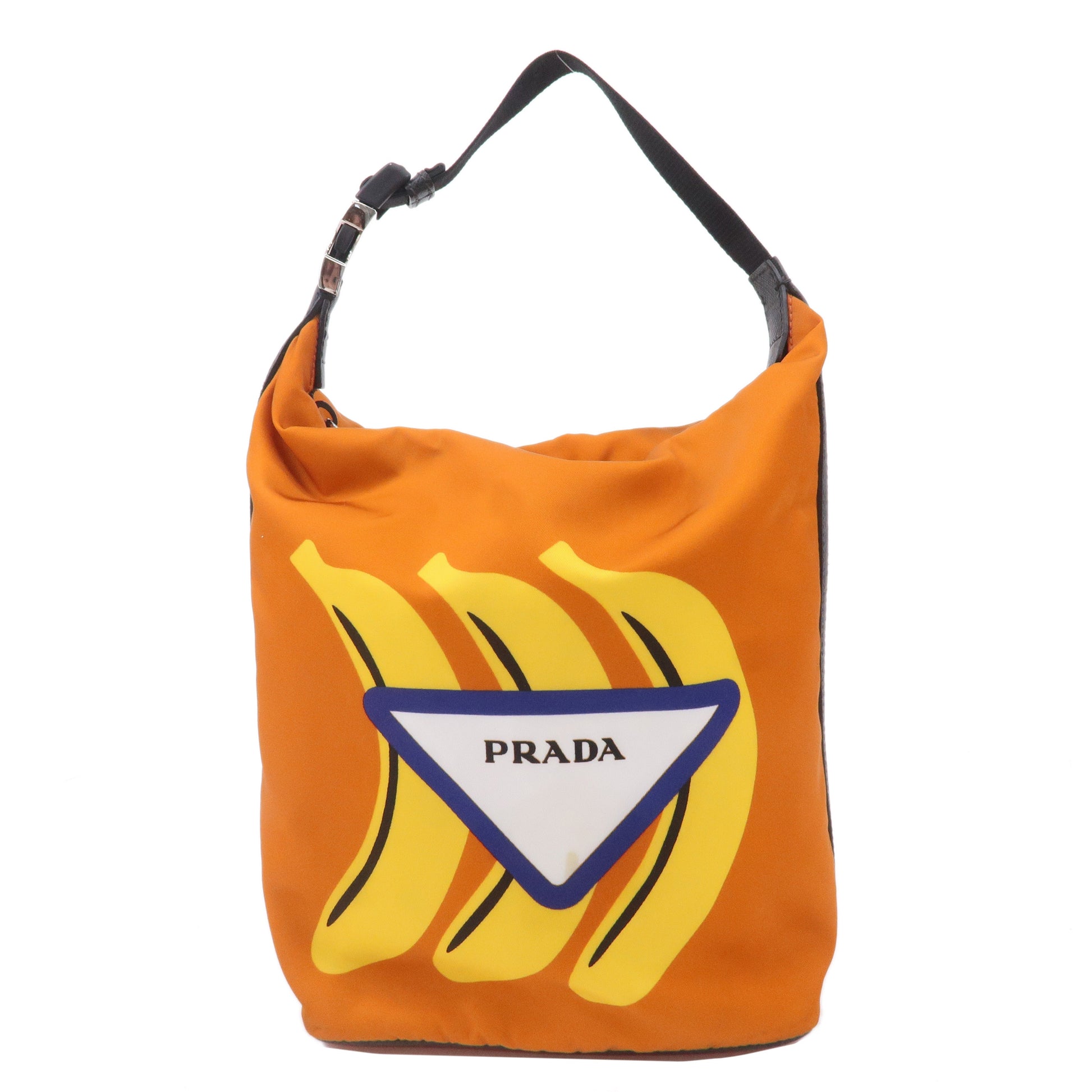 Prada Prada Leather Nylon Hand Bag Shoulder Bag Orange
