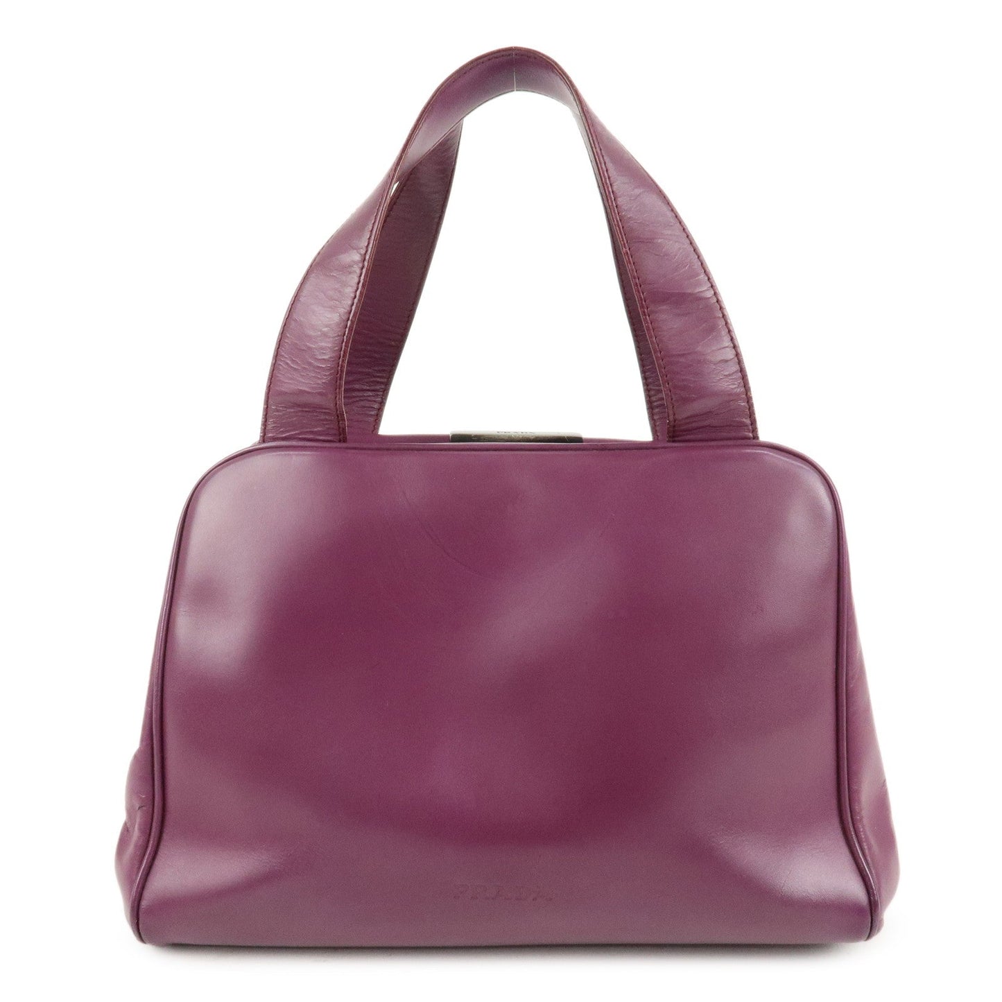 Prada Tote Bag Hand Bag Antique HDW d Leather Black Purple