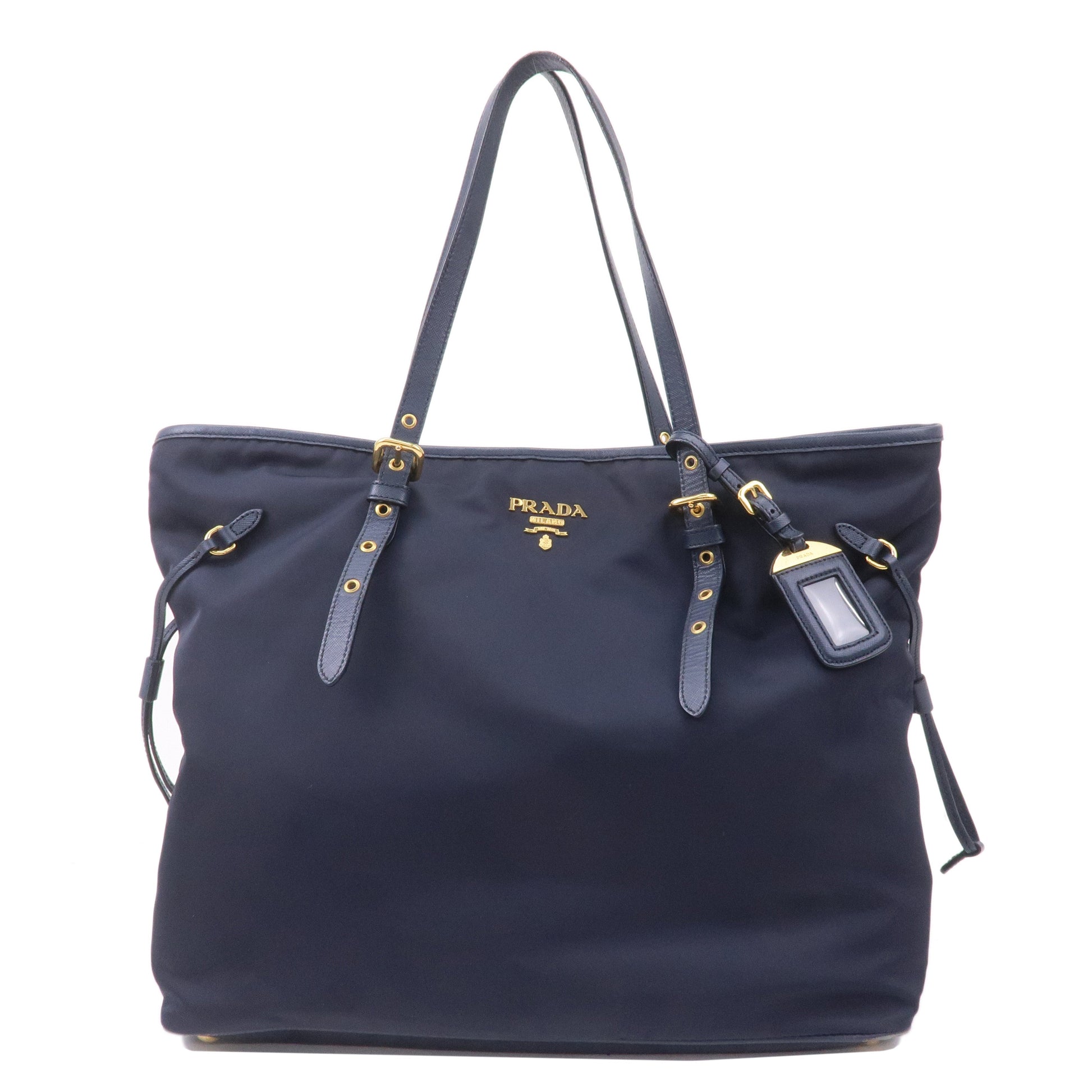 Prada Prada Nylon Leather Tote Bag Shoulder Bag Navy