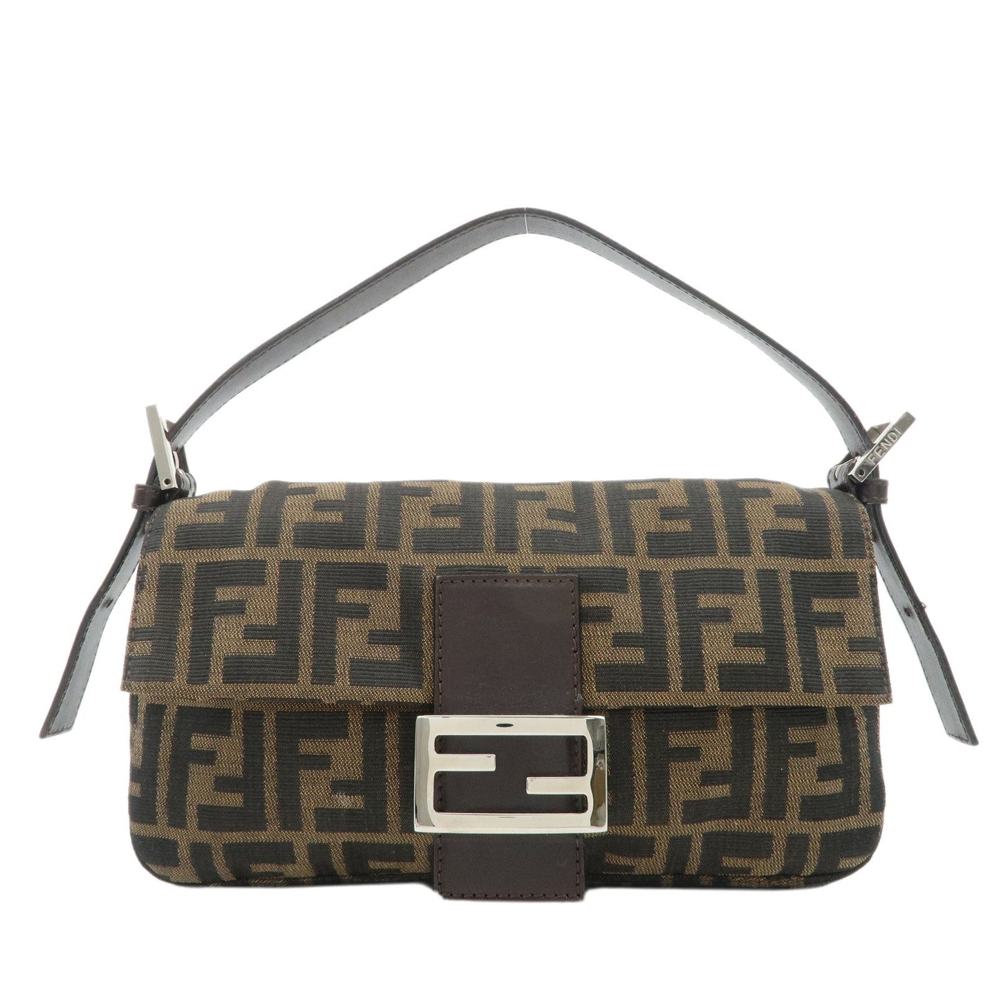Fendi Shoulder Bag Mamma Baguette Zucca d 2 Leather Canvas