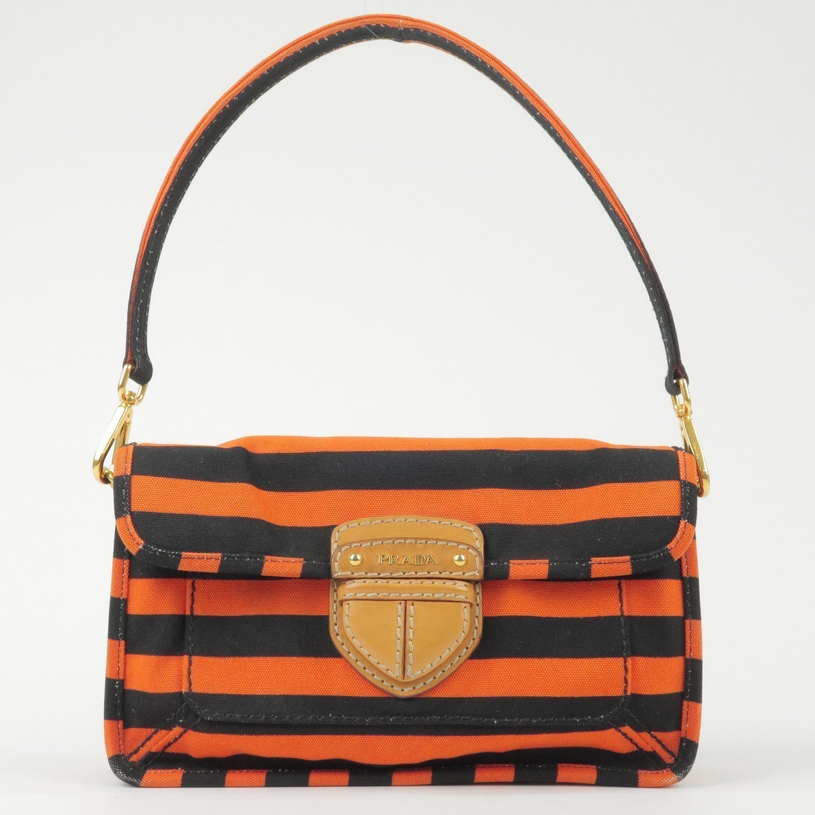 Prada Prada Logo Canvas Leather Shoulder Bag Hand Bag