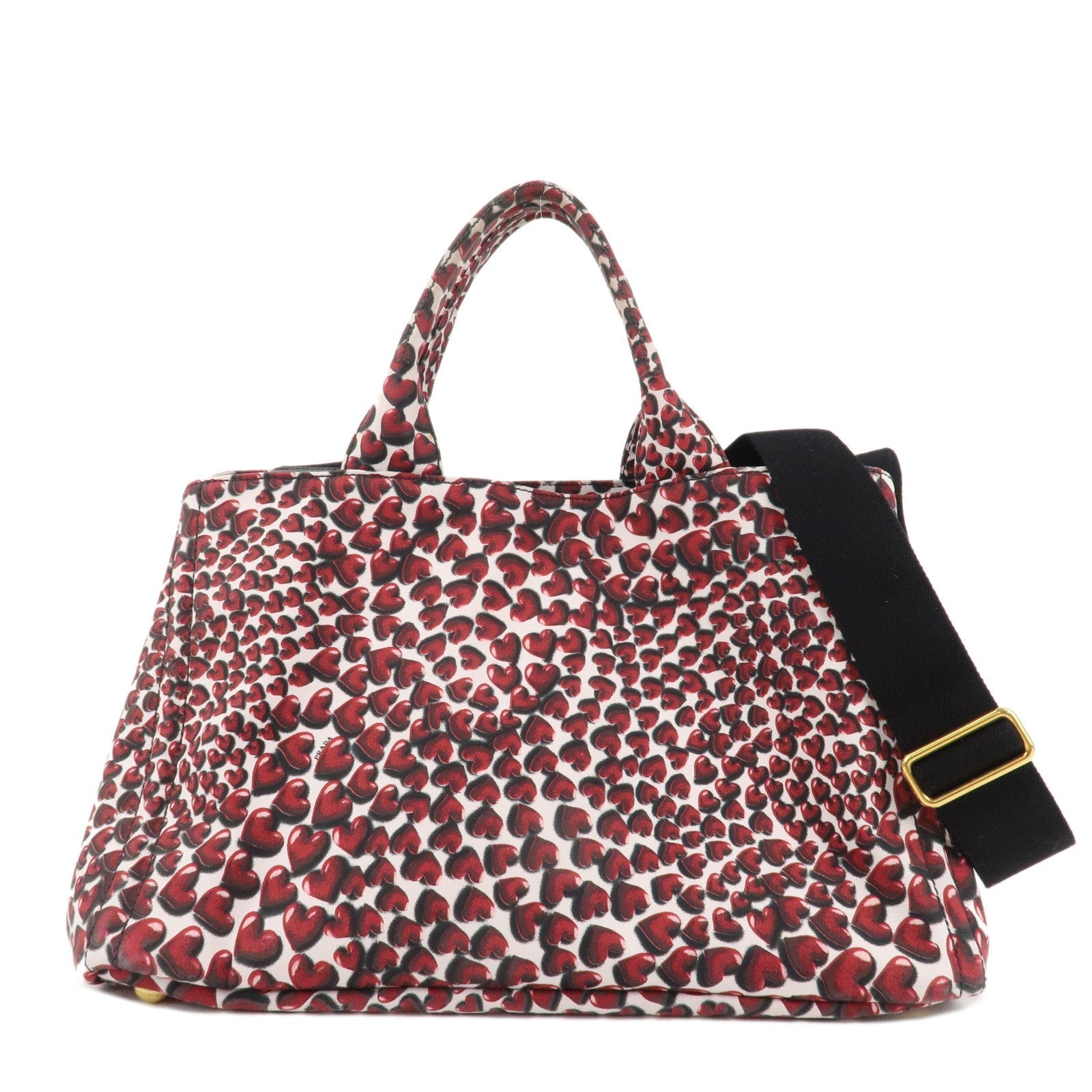 Prada Tote Bag Canapa Hand 2Way Bag Ivory d Canvas Red Gold