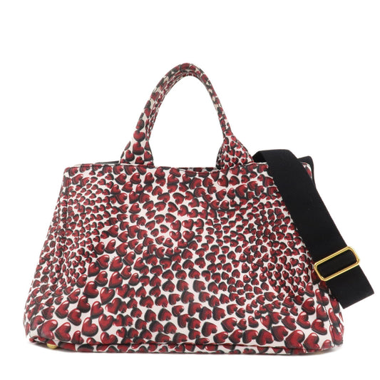 Prada Tote Bag Canapa Hand 2Way Bag Ivory d Canvas Red Gold