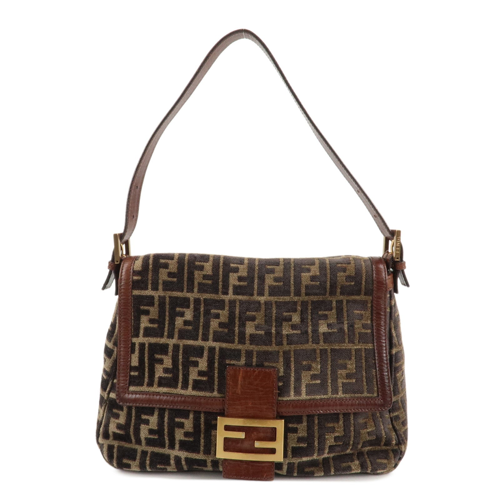 Fendi Shoulder Bag Mamma Baguette Zucca Pile d Leather