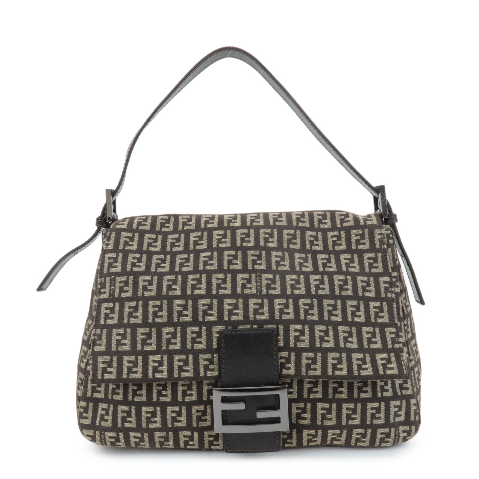Fendi Shoulder Bag Mamma Baguette Zucchino d 3 Leather Canvas