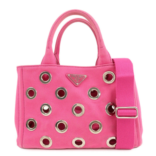 Prada Bag Canapa 2Way Bag Hand Bag d Leather Canvas Pink Mini Bag