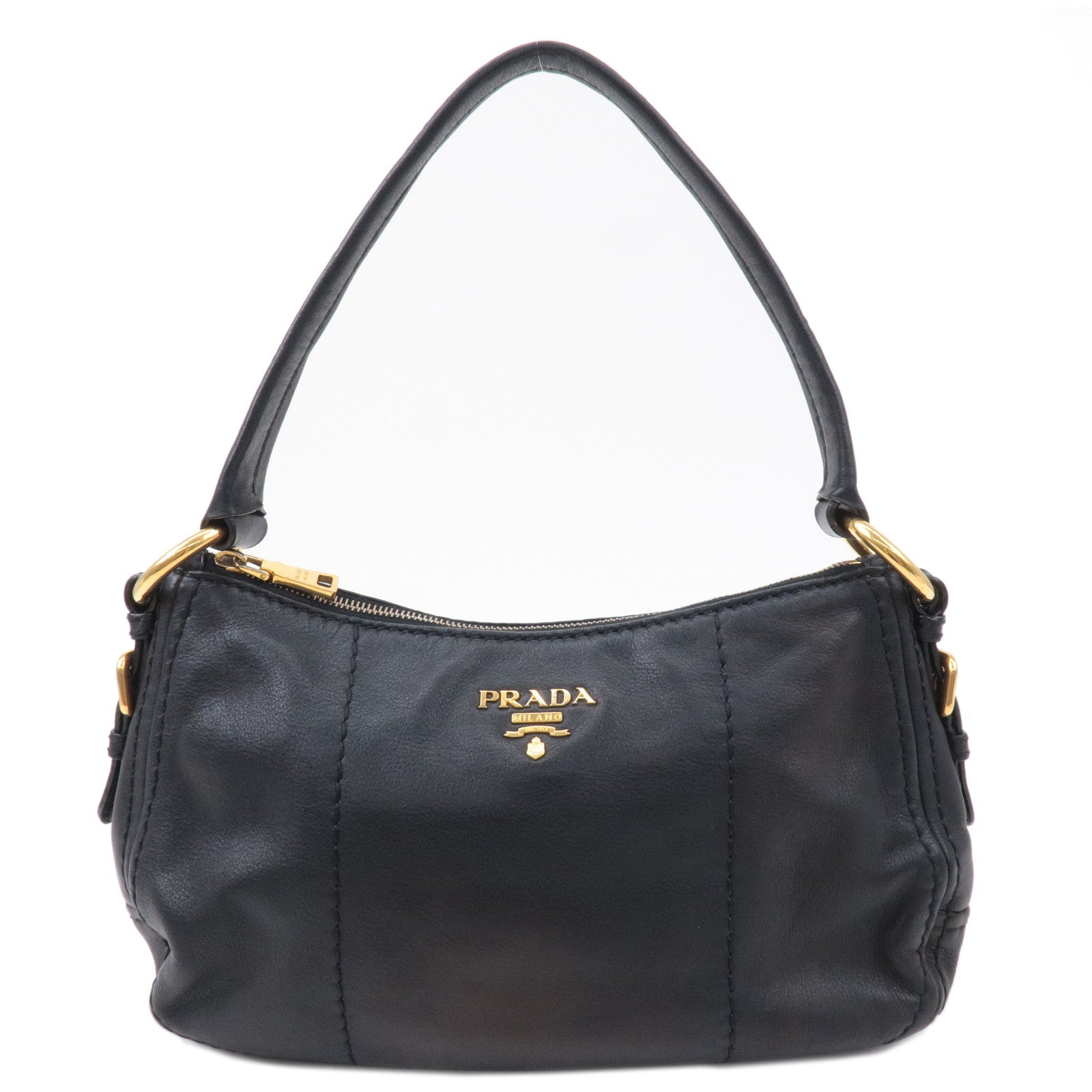 Prada Prada Soft Calf Leather Shoulder Bag Black Br4690