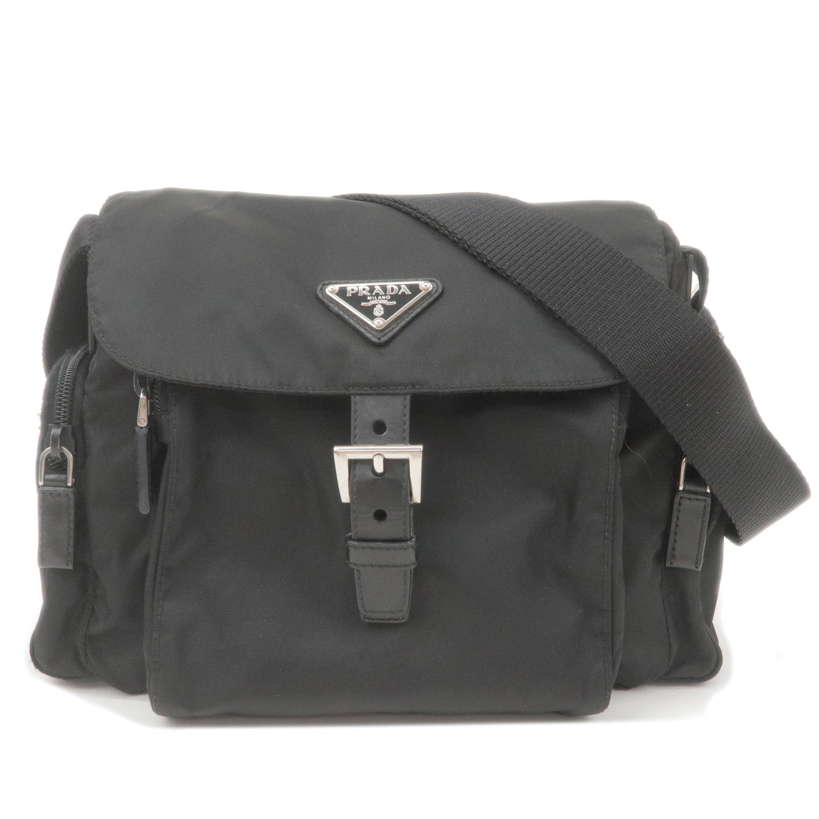 Prada Prada Logo Nylon Leather Shoulder Bag Nero Black Bt0501 36662 14