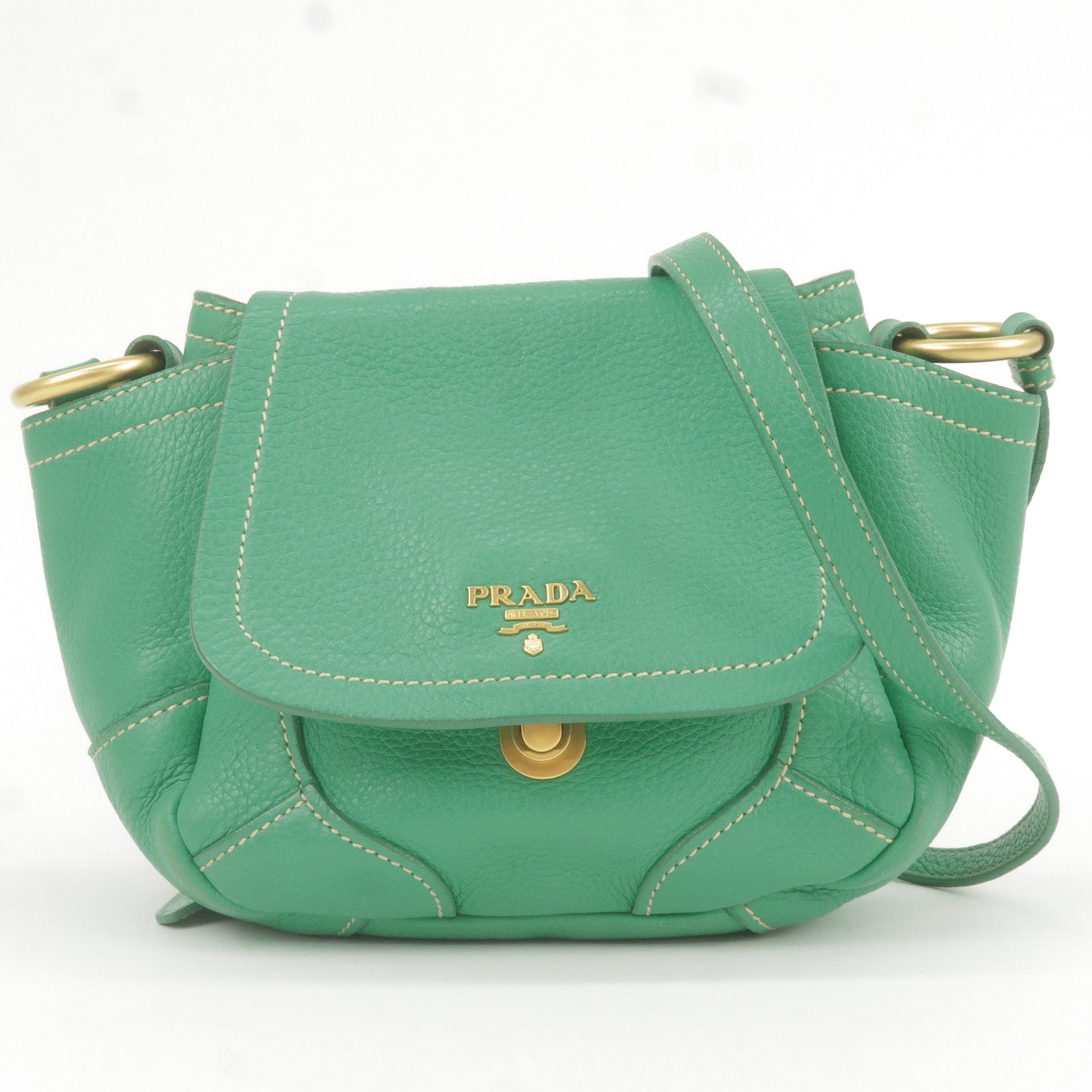 Prada Prada Logo Leather Shoulder Bag Crossbody Bag Green