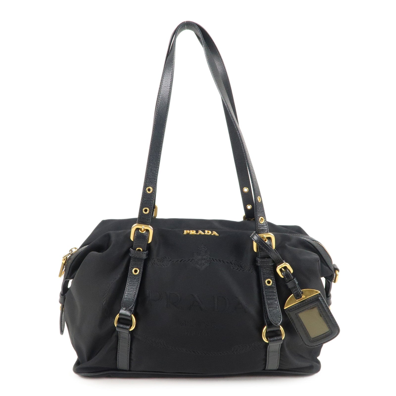 Prada Prada Nylon Leather Shoulder Bag Black 36999 16