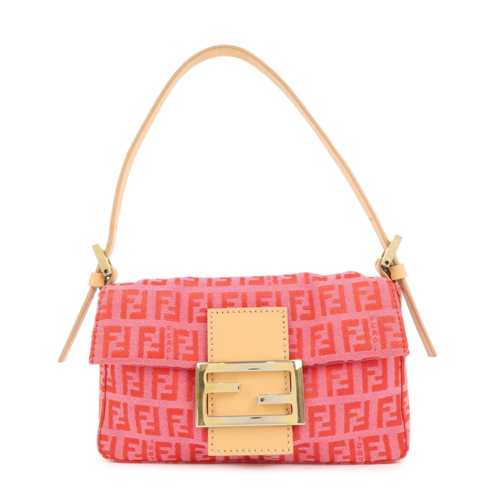 Fendi Bag Mamma Baguette Zucchino Hand Bag d Leather Canvas Mini Shoulder Bag
