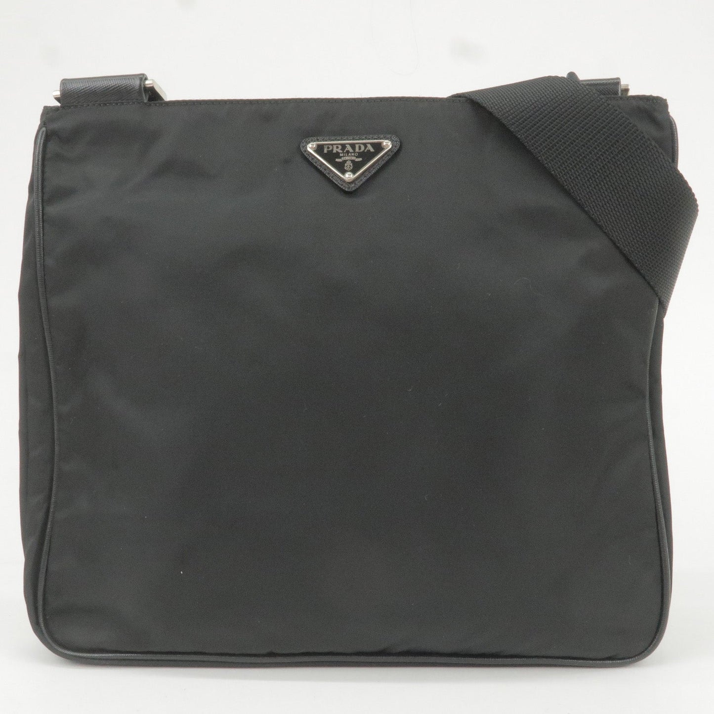 Prada Prada Logo Nylon Leather Shoulder Bag Purse Black