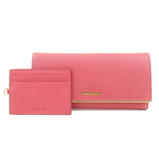 Prada Bi Fold Long Wallet d Leather Saffiano Pink Handbag