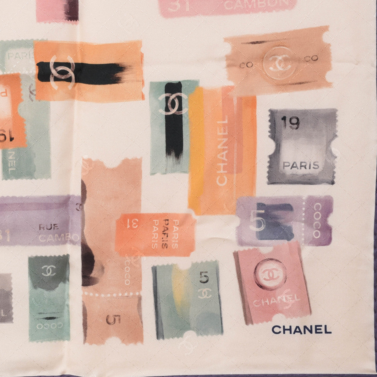 Chanel Pastel Silk CC Ticket Scarf Handbag