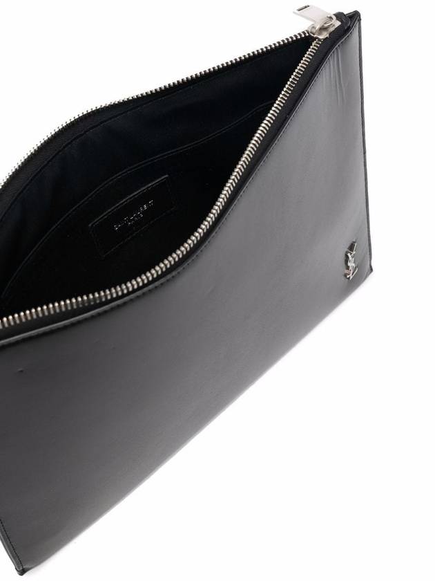 YSL Saint Laurent Luxury Trending Tiny Clutch Bag Monogram Black Silver 1Jb0E 1000 7