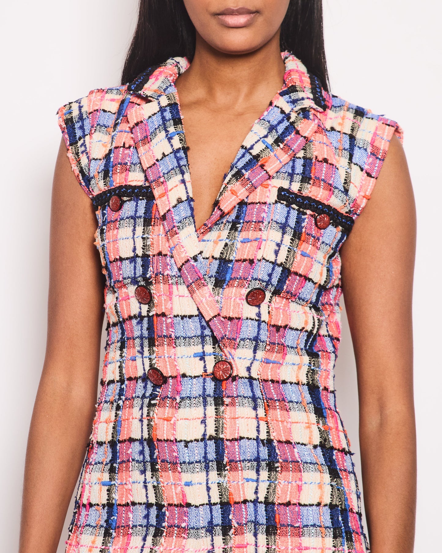 Chanel Ss/20 Pink Double Breasted Tweed Playsuit Size Fr 36 (Uk 8) Bag