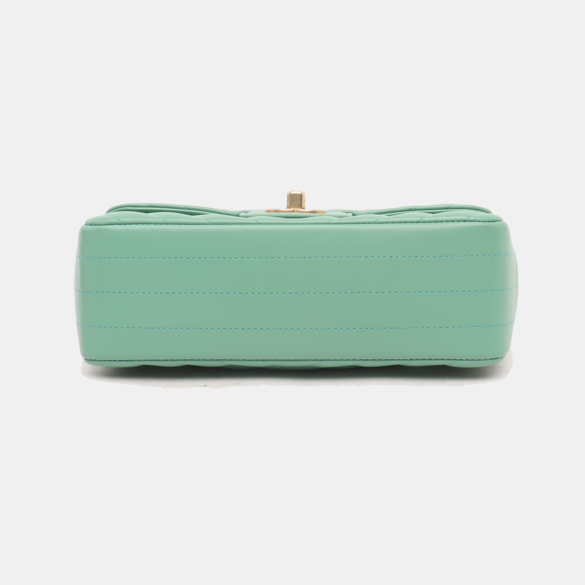 Chanel Classic Flap Chevron Lambskin Hardware Green Gold Leather Mini Bag