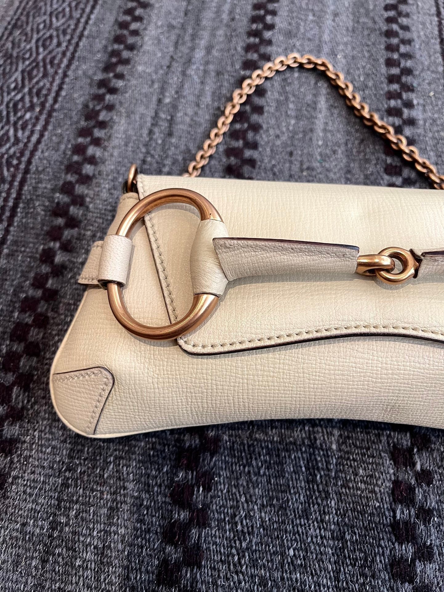 Gucci Horsebit Shoulder Bag Leather White Shoulder Bagl