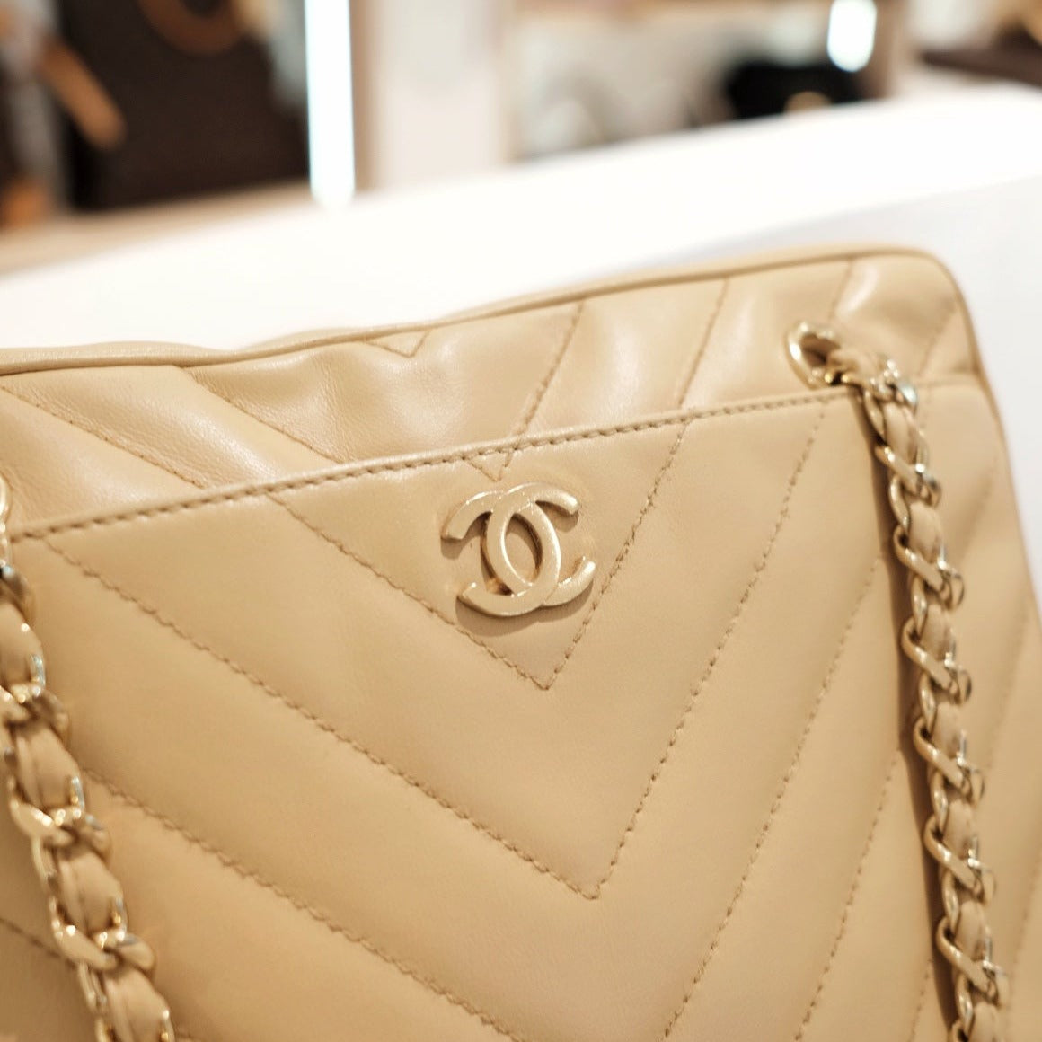 Chanel   v shape tote bag