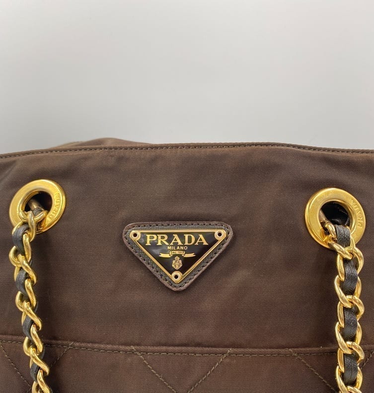 Prada Shoulder Bag With Handle Nylon Chain Chain Handle 2