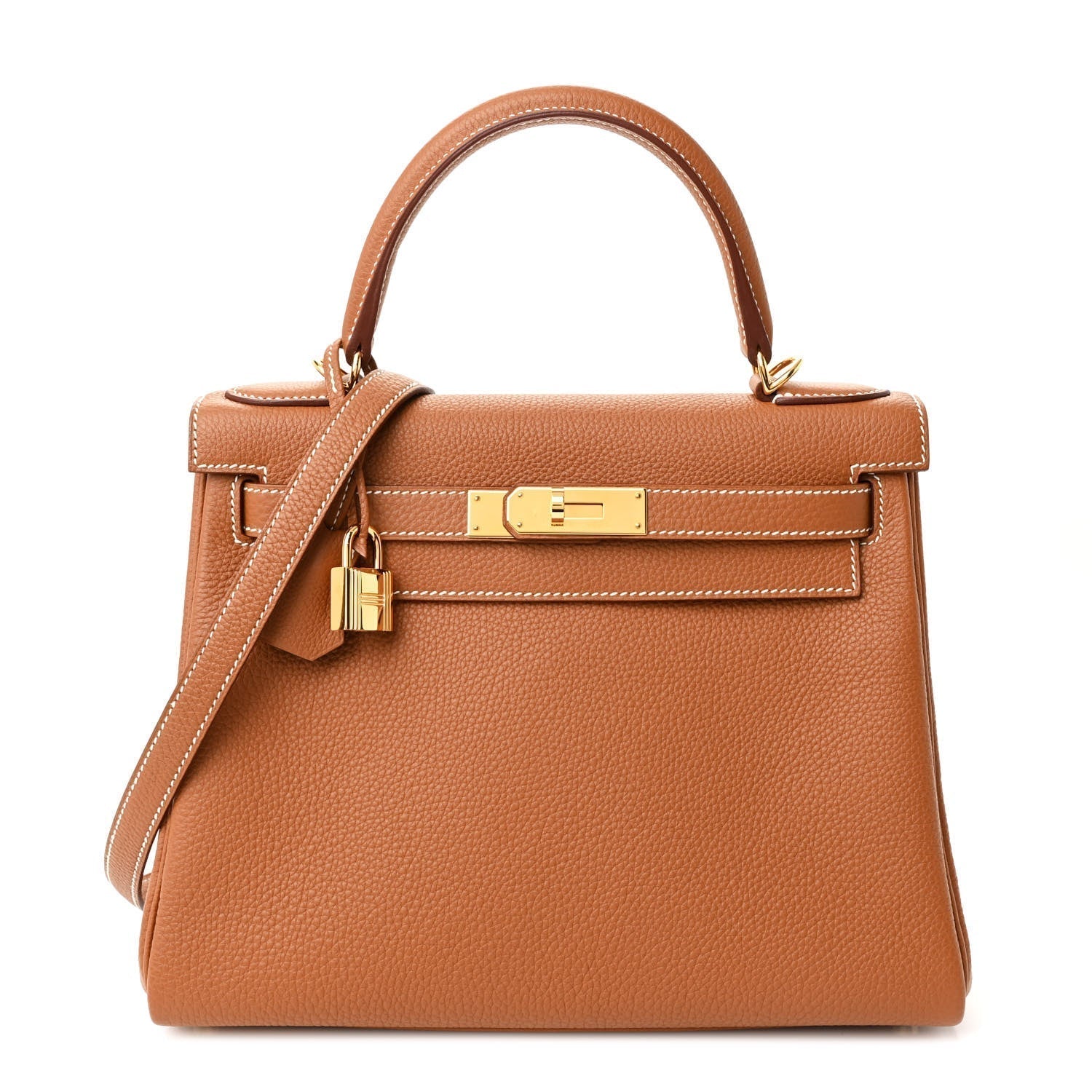 Hermes Togo Kelly Retourne Handbag Gold Travel Bag 28 Gold 1754593