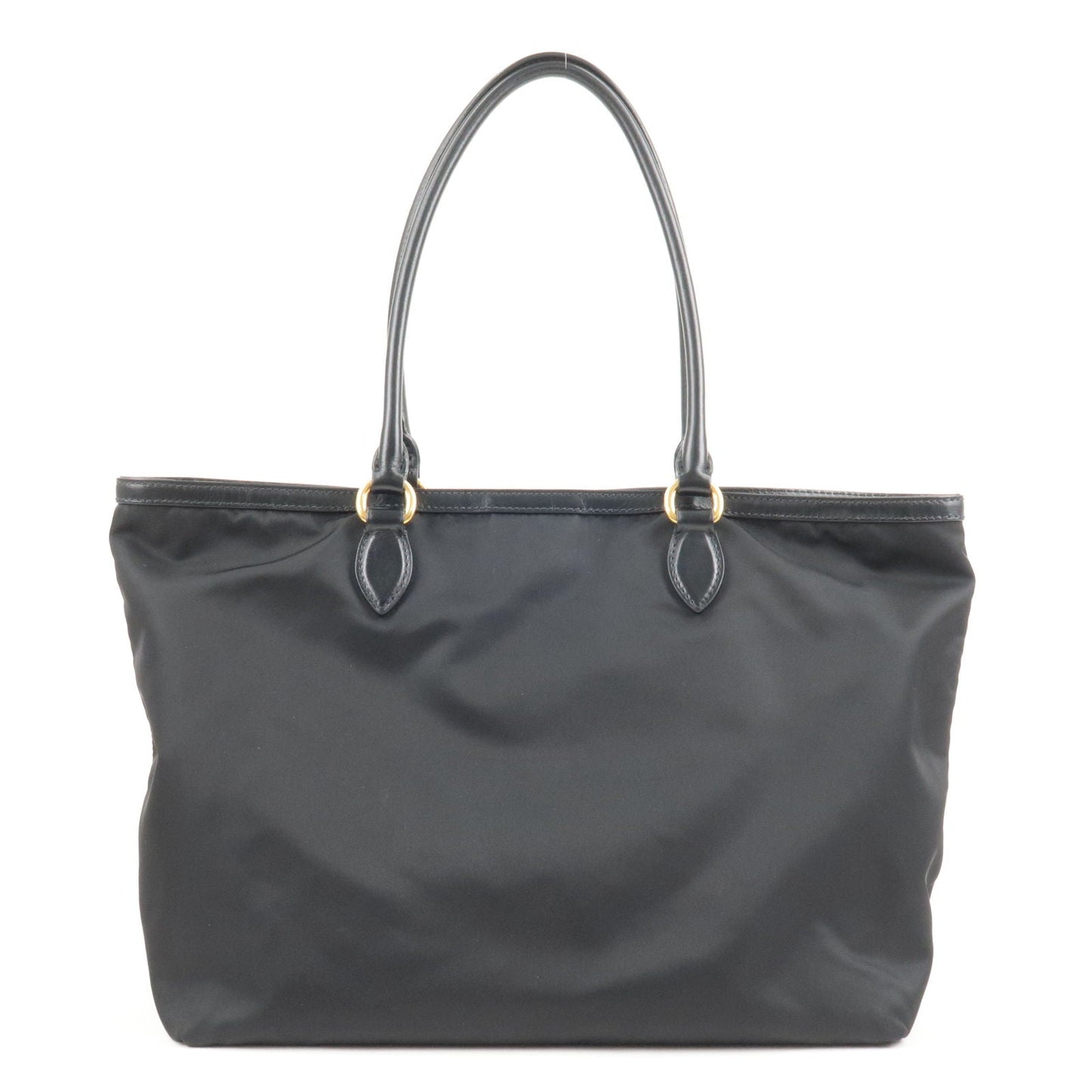 Prada Prada Logo Nylon Leather Tote Bag Black Noir